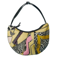 Sac en nylon imprimé abstrait avec bord en cuir Roberto Cavalli Freedom
