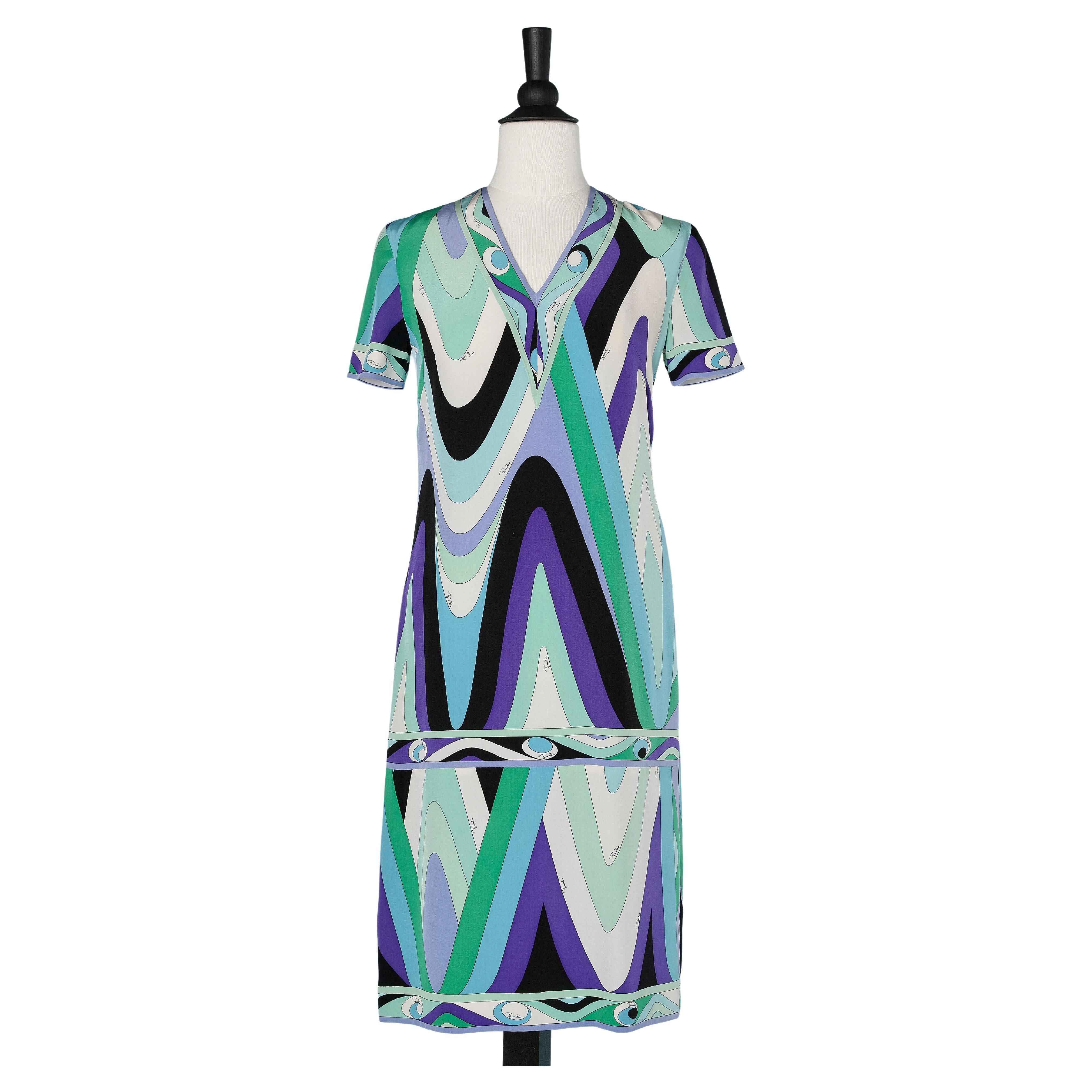 Abstract printed silk dress Emilio Pucci for Frost Bros 