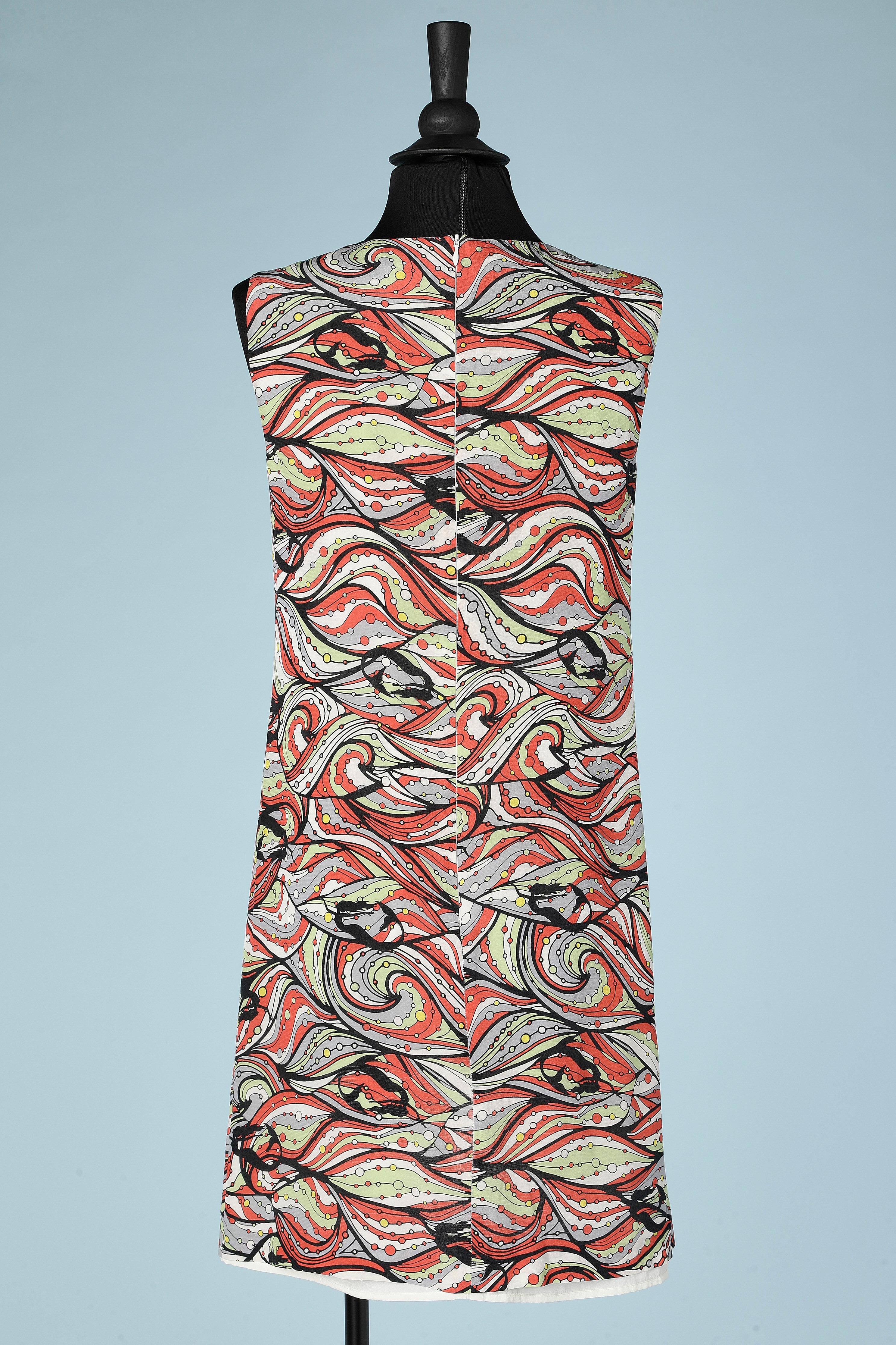 Brown Abstract printed sleeveless silk  dress M Missoni  For Sale