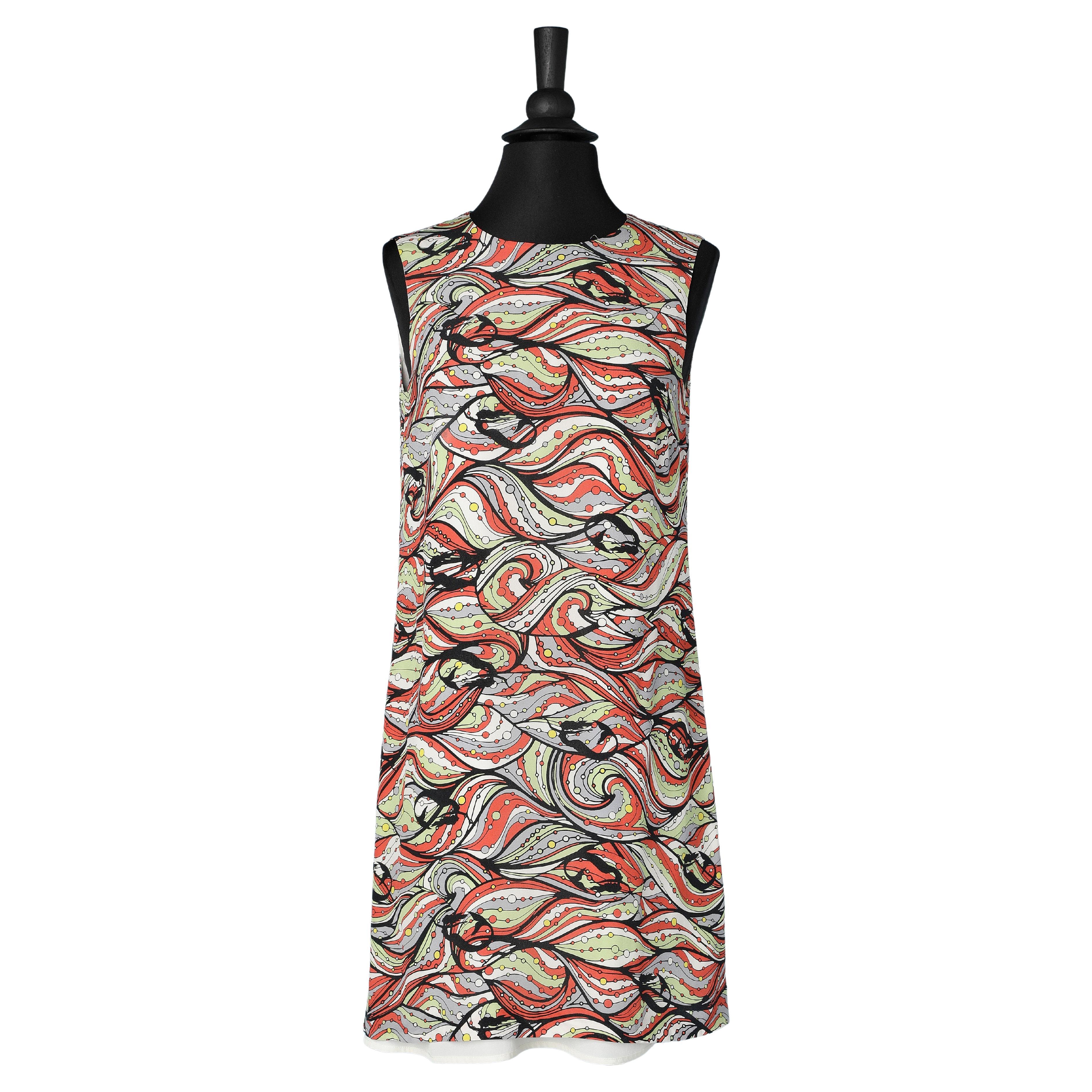 Abstract printed sleeveless silk  dress M Missoni  For Sale