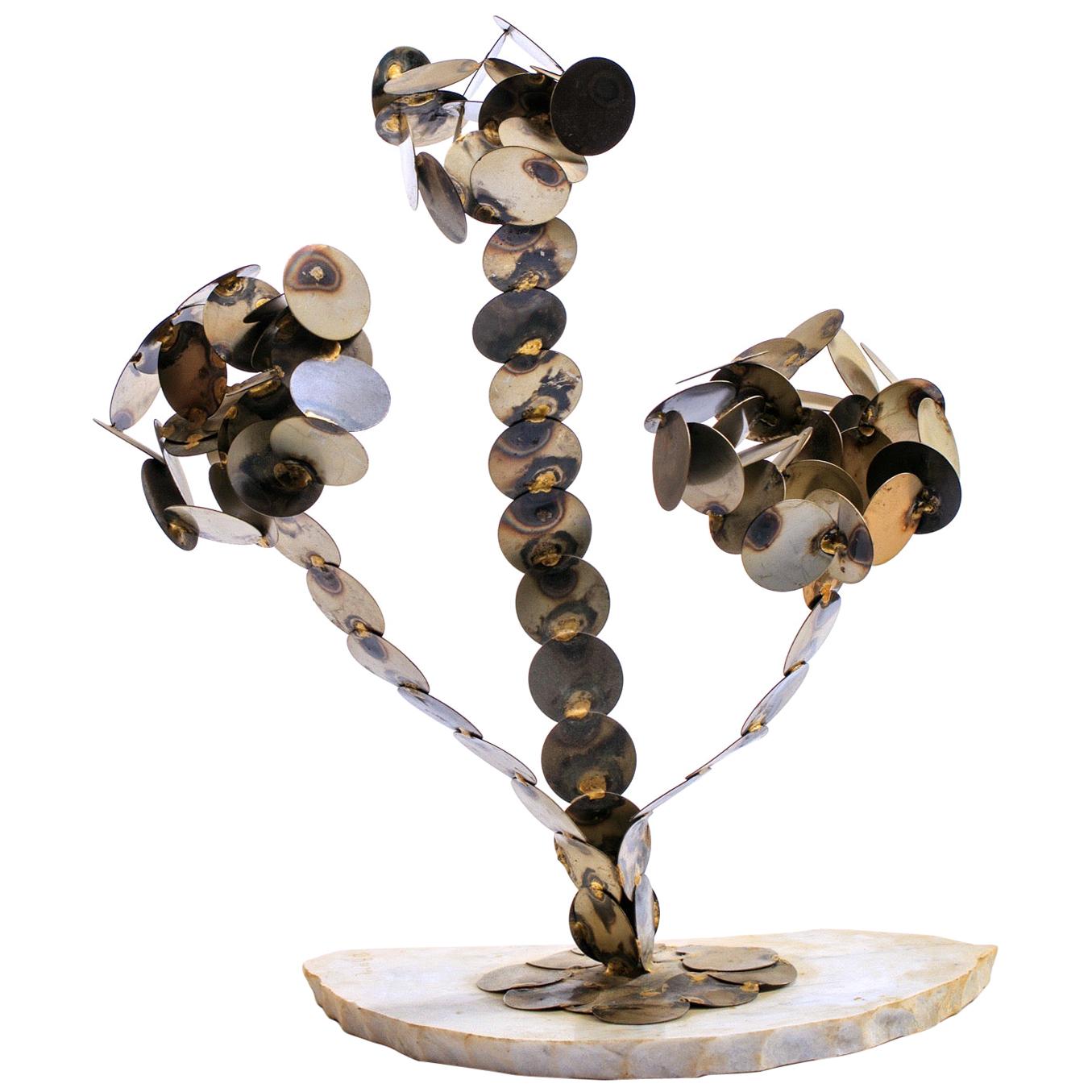 Abstract Raindrop Tree Sculpture by D. Berger circa 1970 in Brutalist Style For Sale