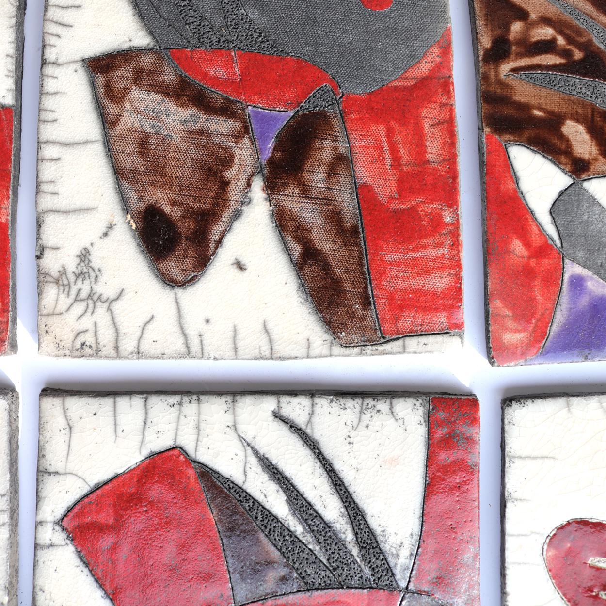 Abstract Raku Tile Panel by Recuperando Italy For Sale 2