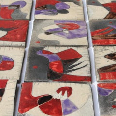 Abstract Raku Tile Panel by Recuperando Italy