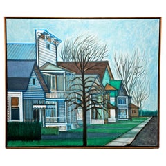 Abstract Realism Town Scape by Noted NY Artist Ed Cowley D. 1969