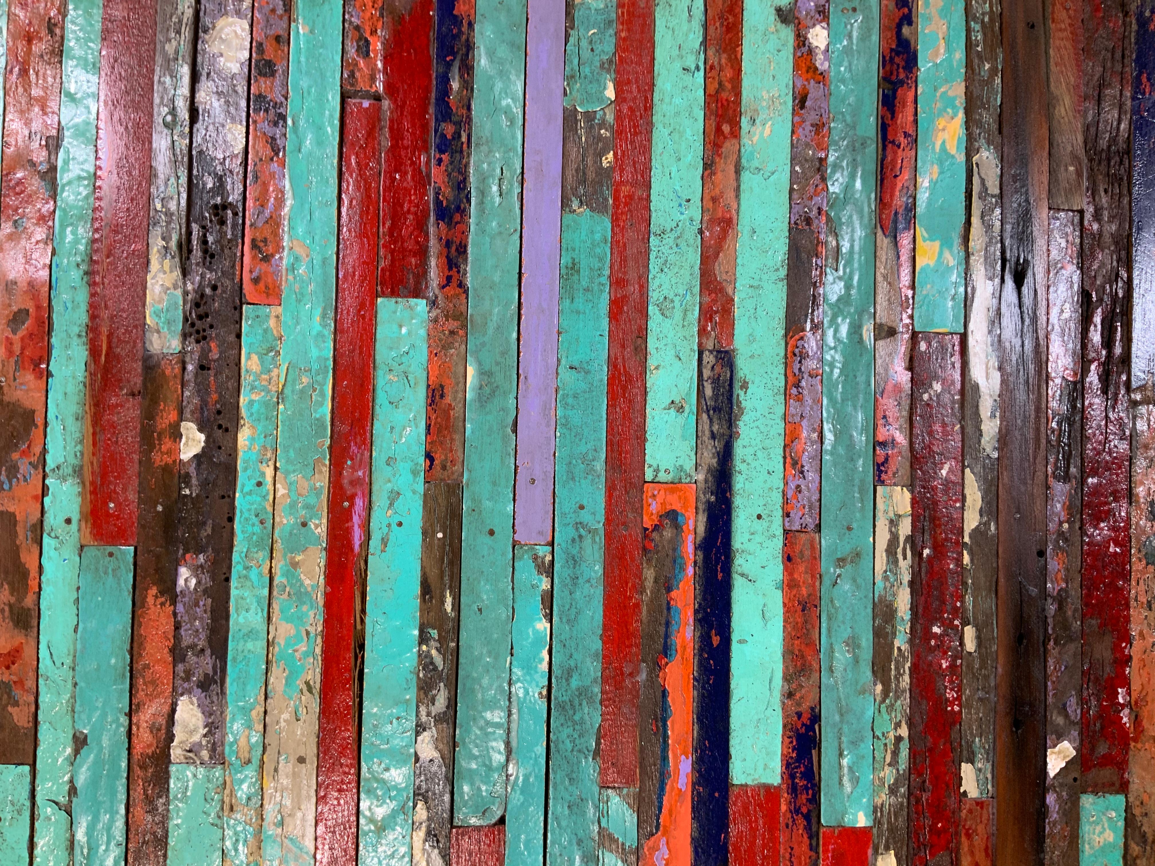 Abstract Reclaimed Wood Wall Sculpture For Sale 5