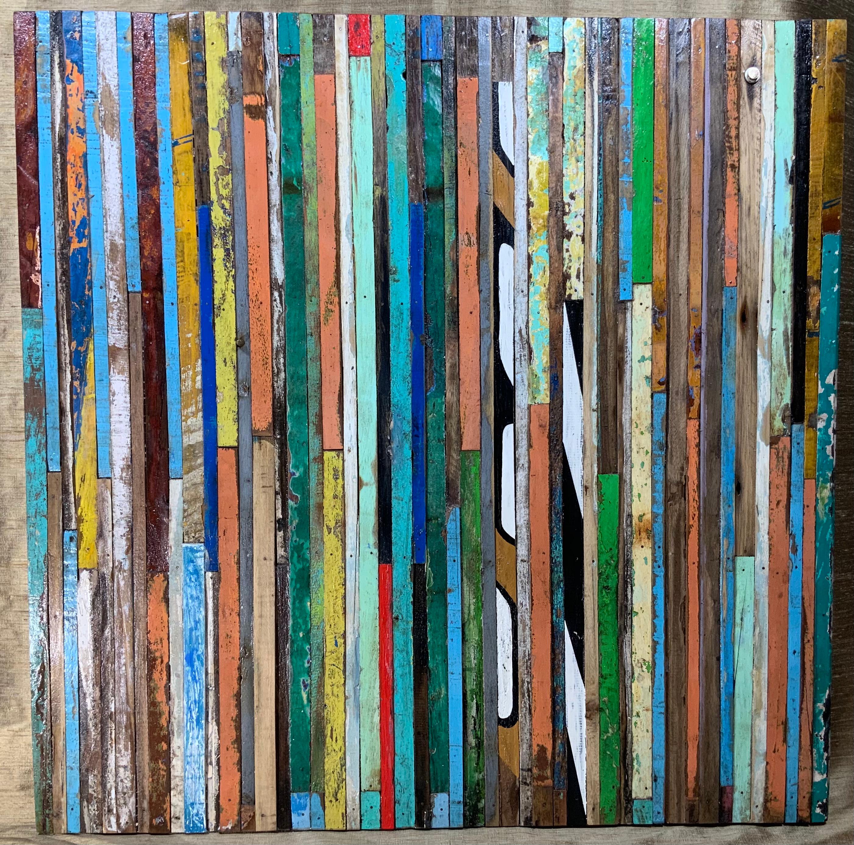 Abstract Reclaimed Wood Wall Sculpture For Sale 6