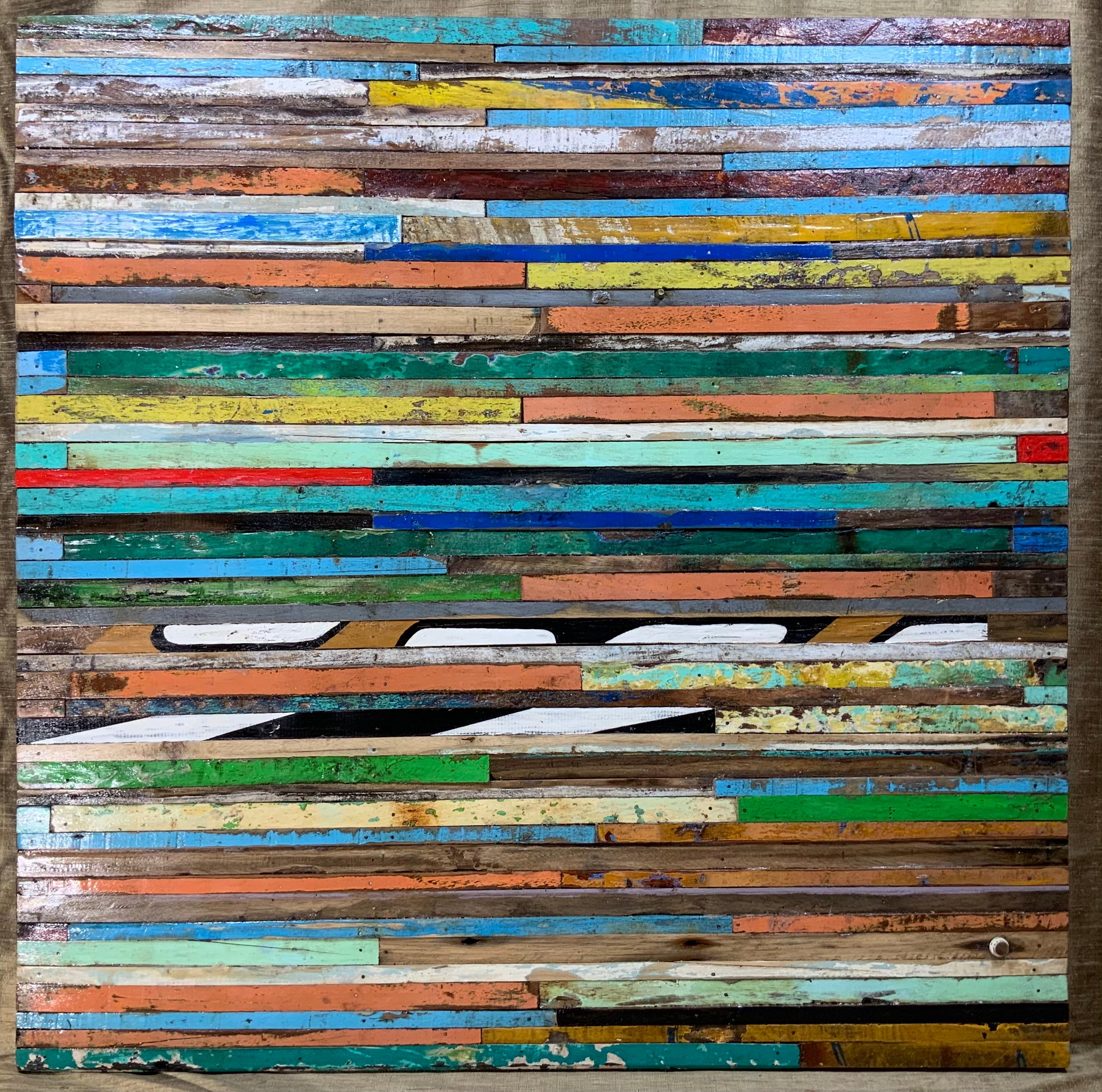 Abstract Reclaimed Wood Wall Sculpture For Sale 7