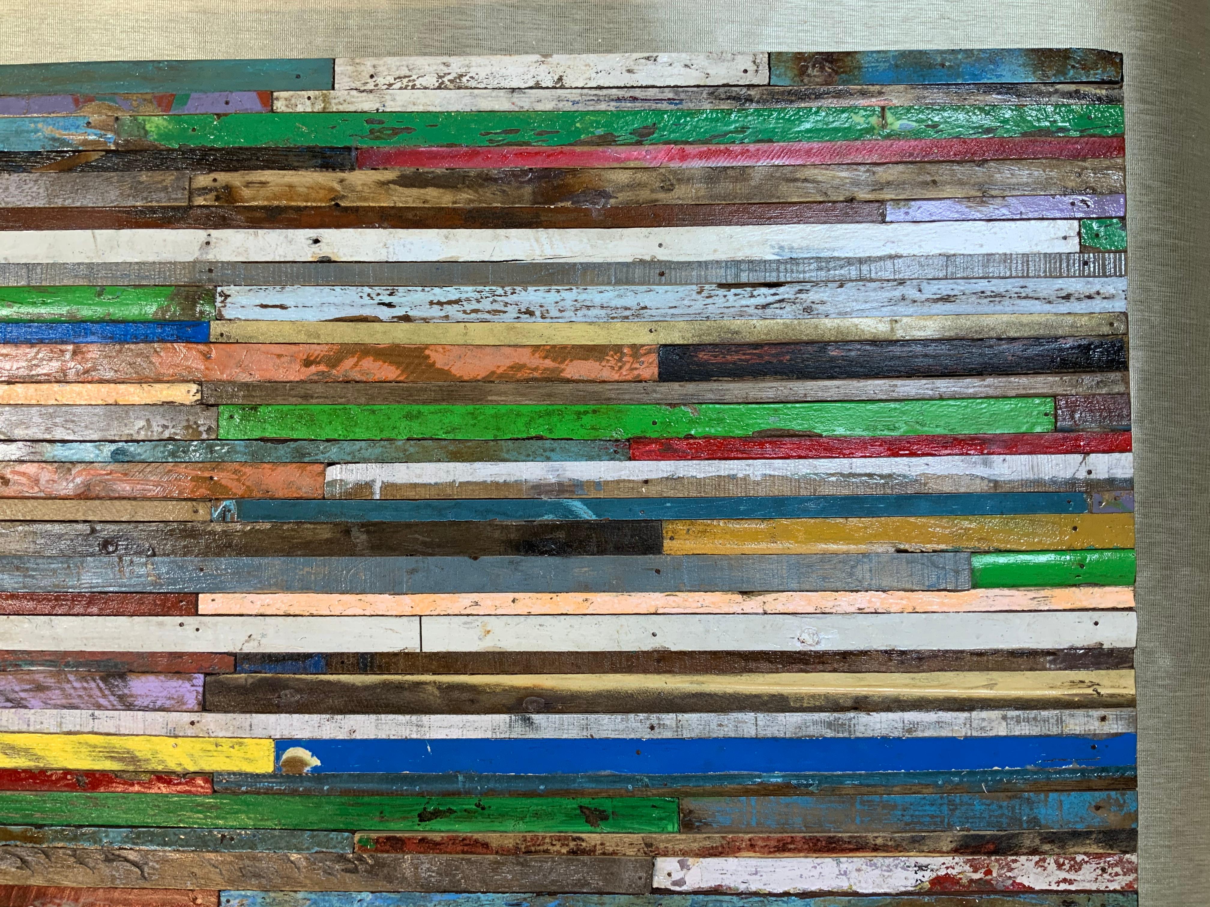 Asian Abstract Reclaimed Wood Wall Sculpture