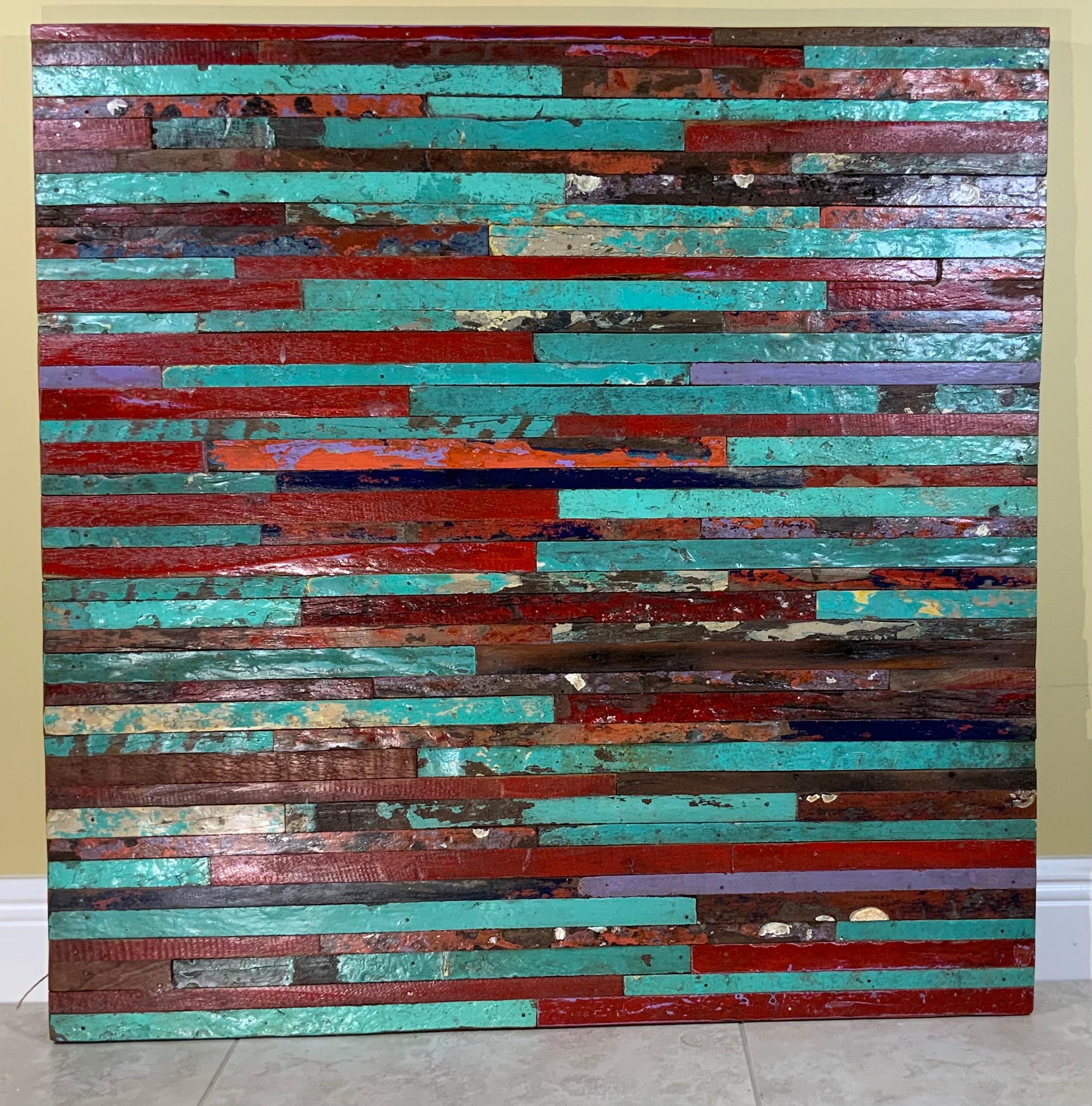 Asian Abstract Reclaimed Wood Wall Sculpture For Sale