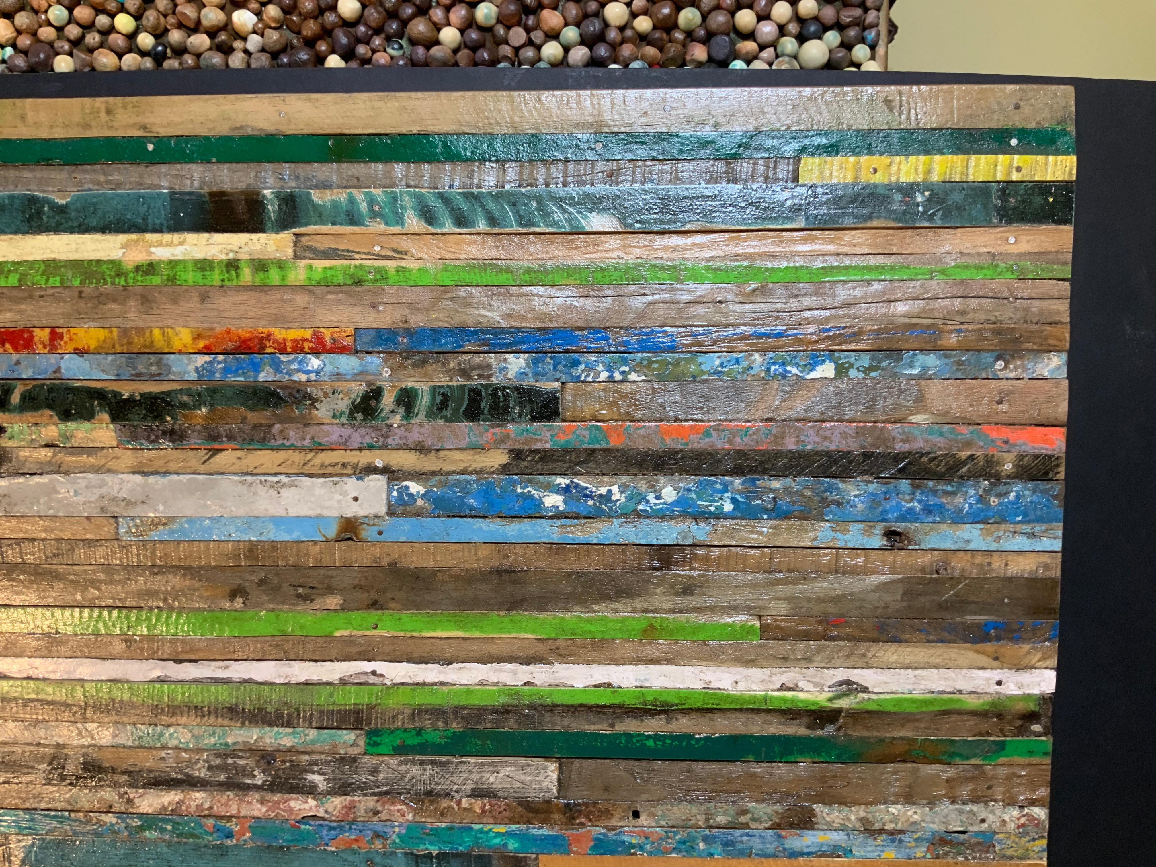 Abstract Reclaimed Wood Wall Sculpture In Good Condition In Delray Beach, FL