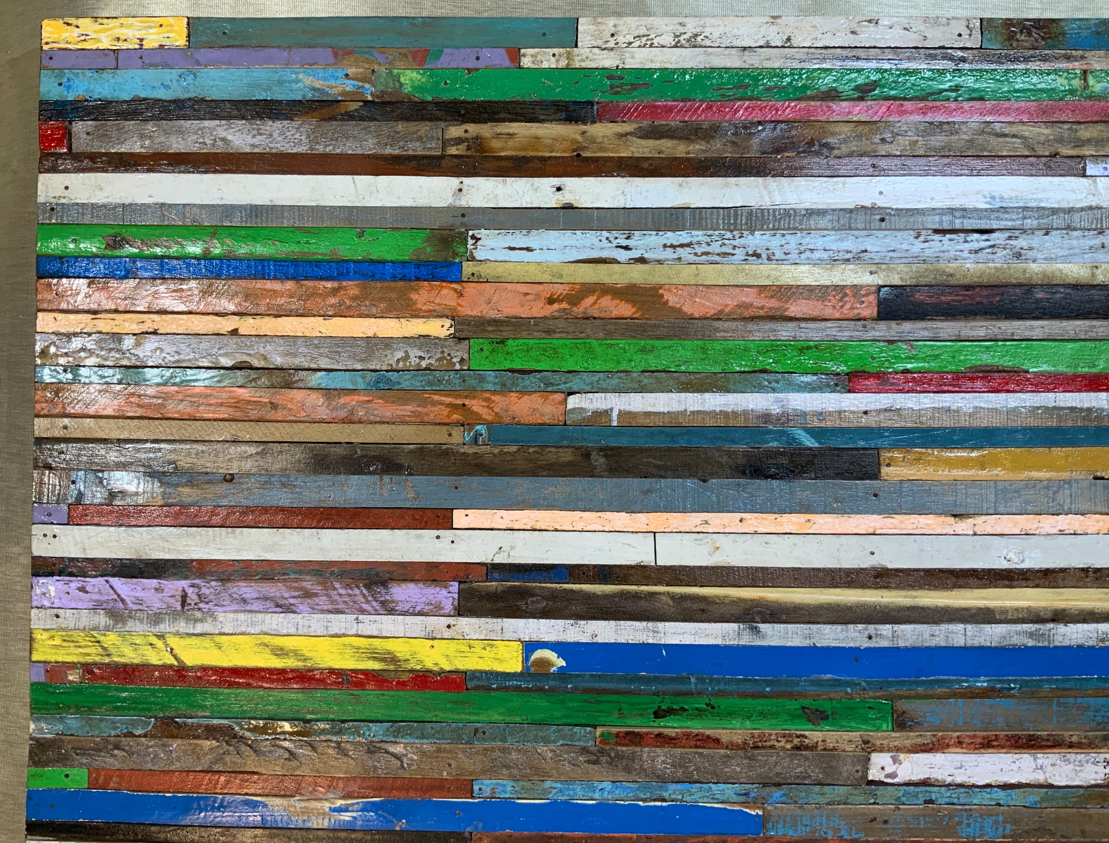 Contemporary Abstract Reclaimed Wood Wall Sculpture