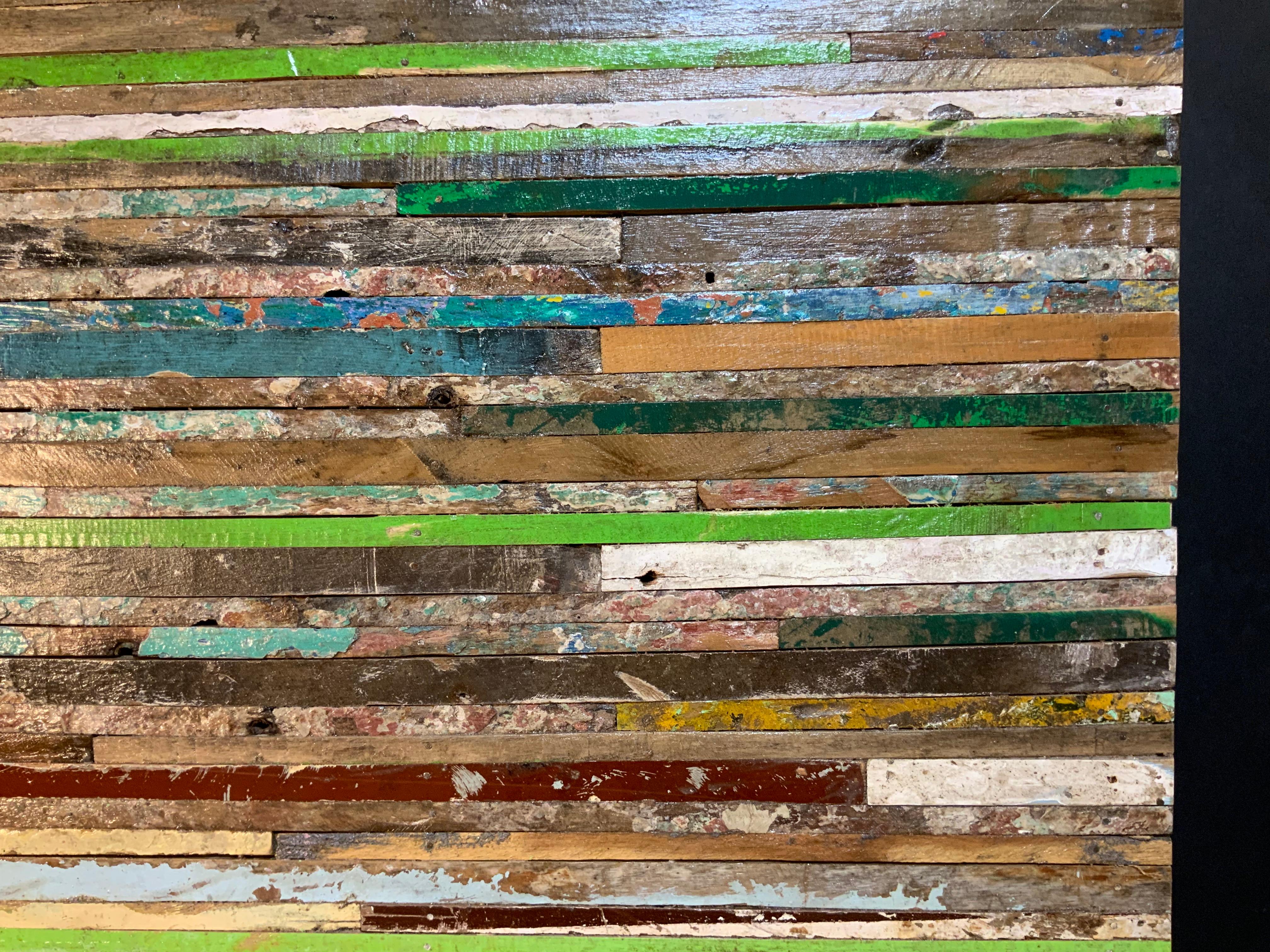 Contemporary Abstract Reclaimed Wood Wall Sculpture