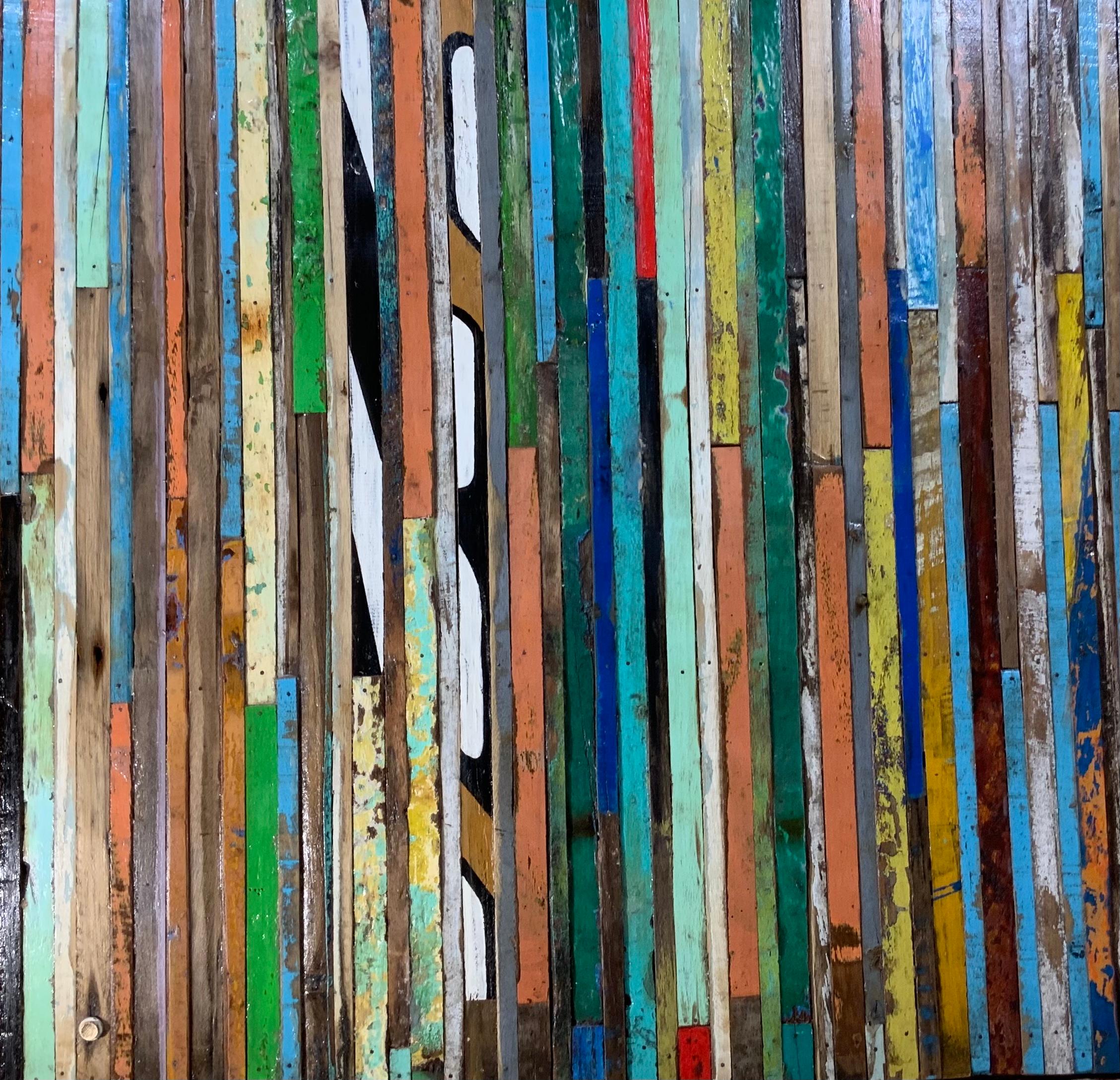 Asian Abstract Reclaimed Wood Wall Sculpture For Sale