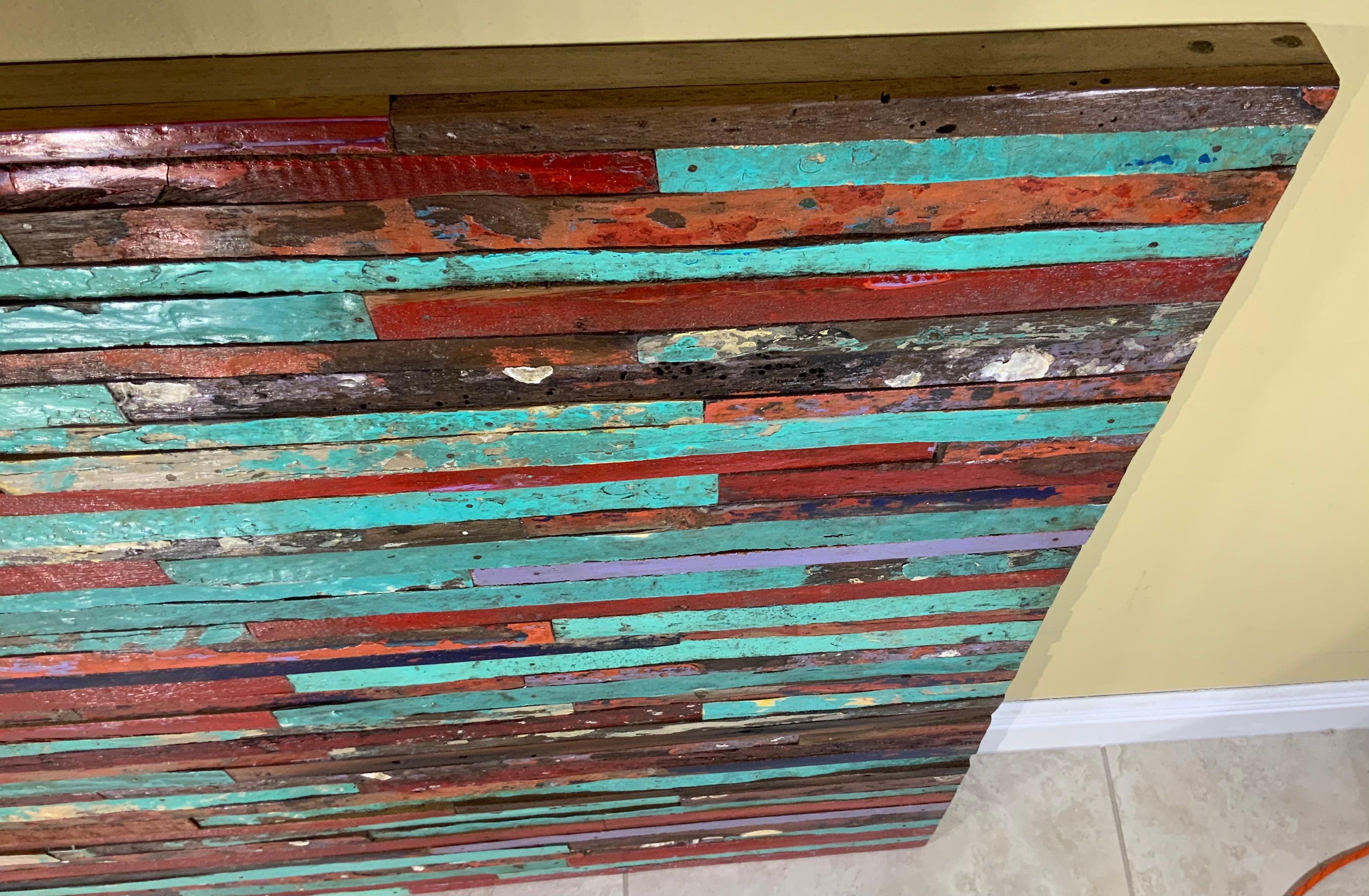 Abstract Reclaimed Wood Wall Sculpture For Sale 2