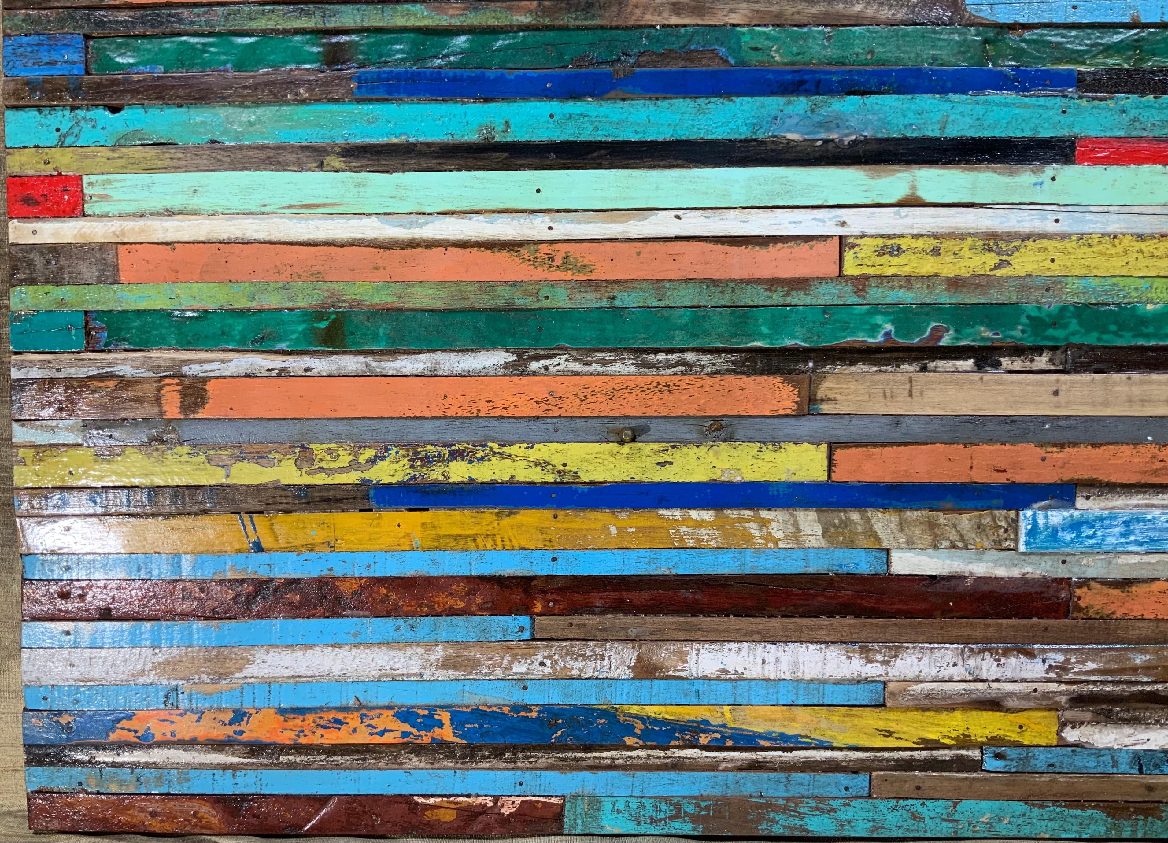 Abstract Reclaimed Wood Wall Sculpture For Sale 1