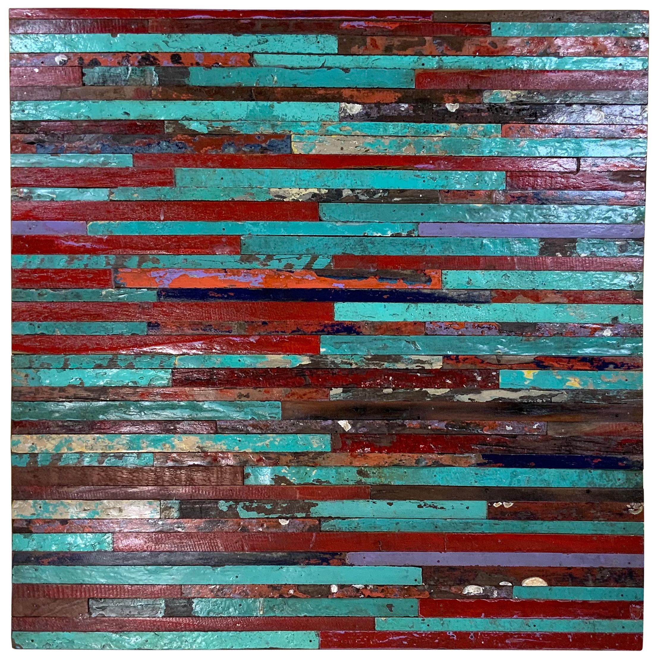 Abstract Reclaimed Wood Wall Sculpture For Sale