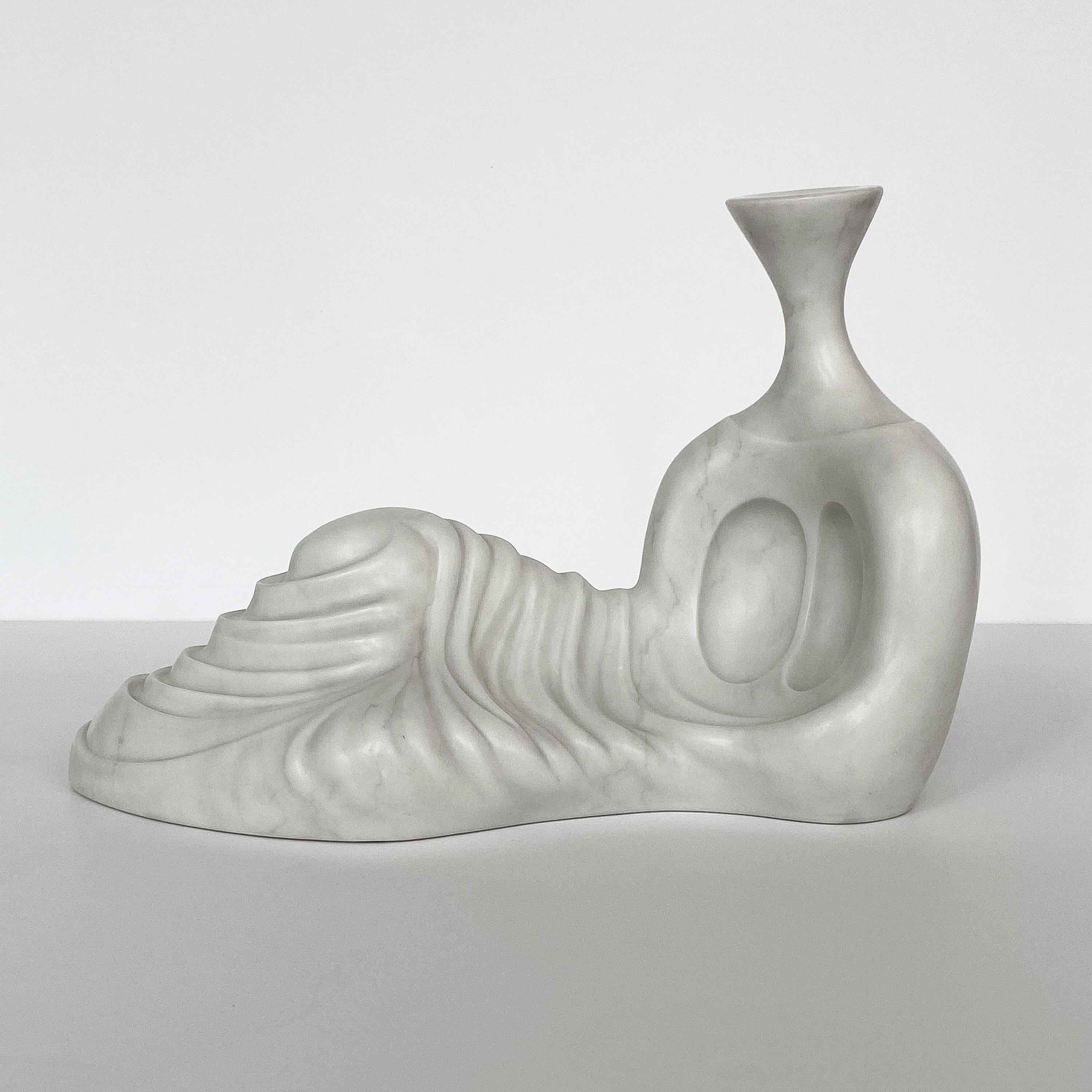 Mid-Century Modern Abstract Reclining Female Marble Sculpture by Nita K Sunderland