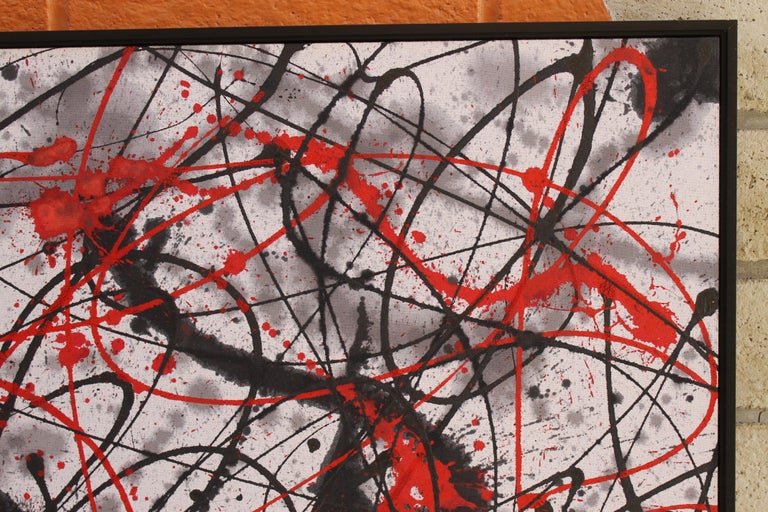 Abstract Red and Black Painting on Canvas For Sale at 1stDibs