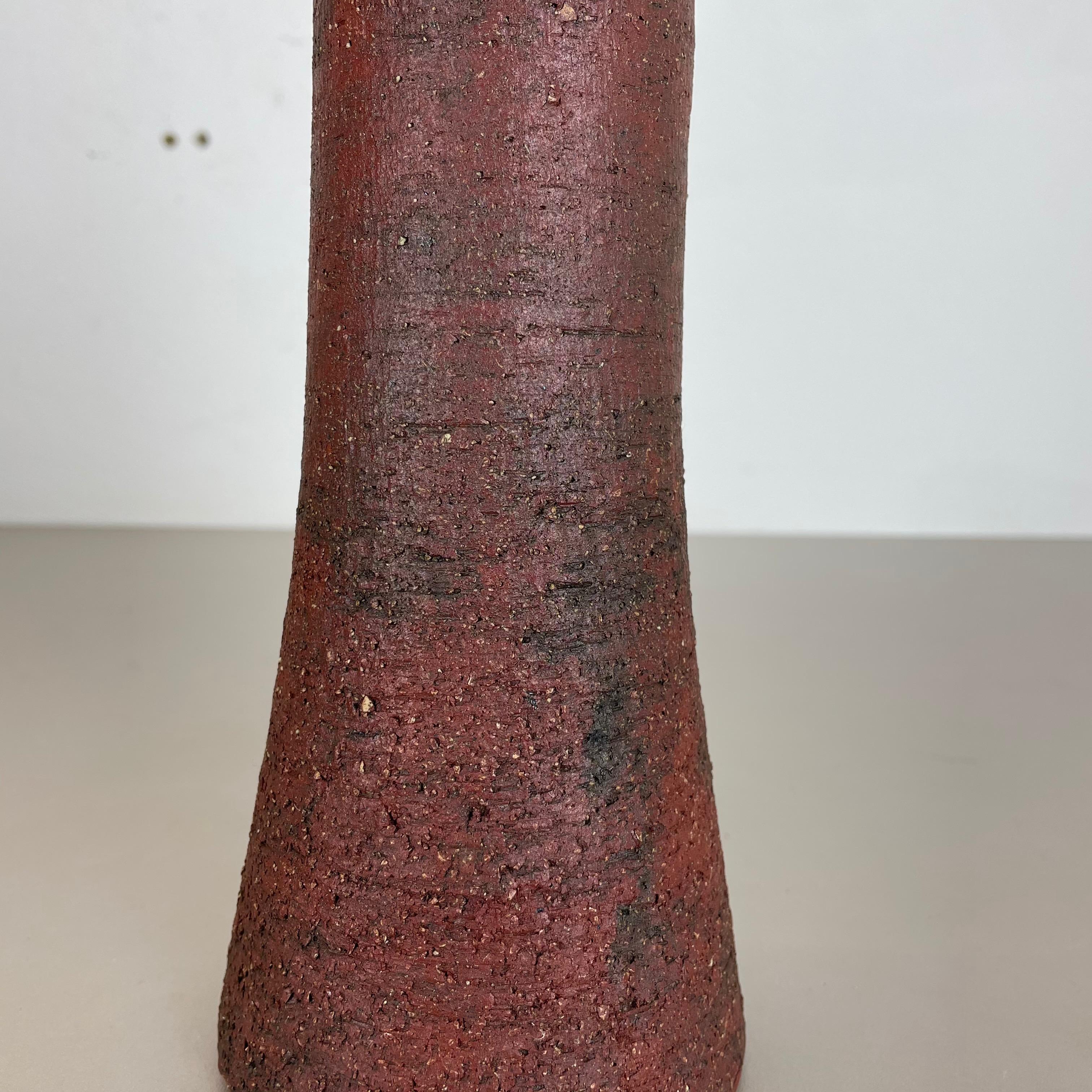 Abstract red Ceramic Studio Pottery Vase by Gerhard Liebenthron, Germany, 1970s For Sale 10