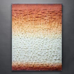Abstract Red Crepe Paper Wall Art with Linear Layers