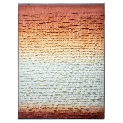 Abstract Red Crepe Paper Wall Art with Linear Layers