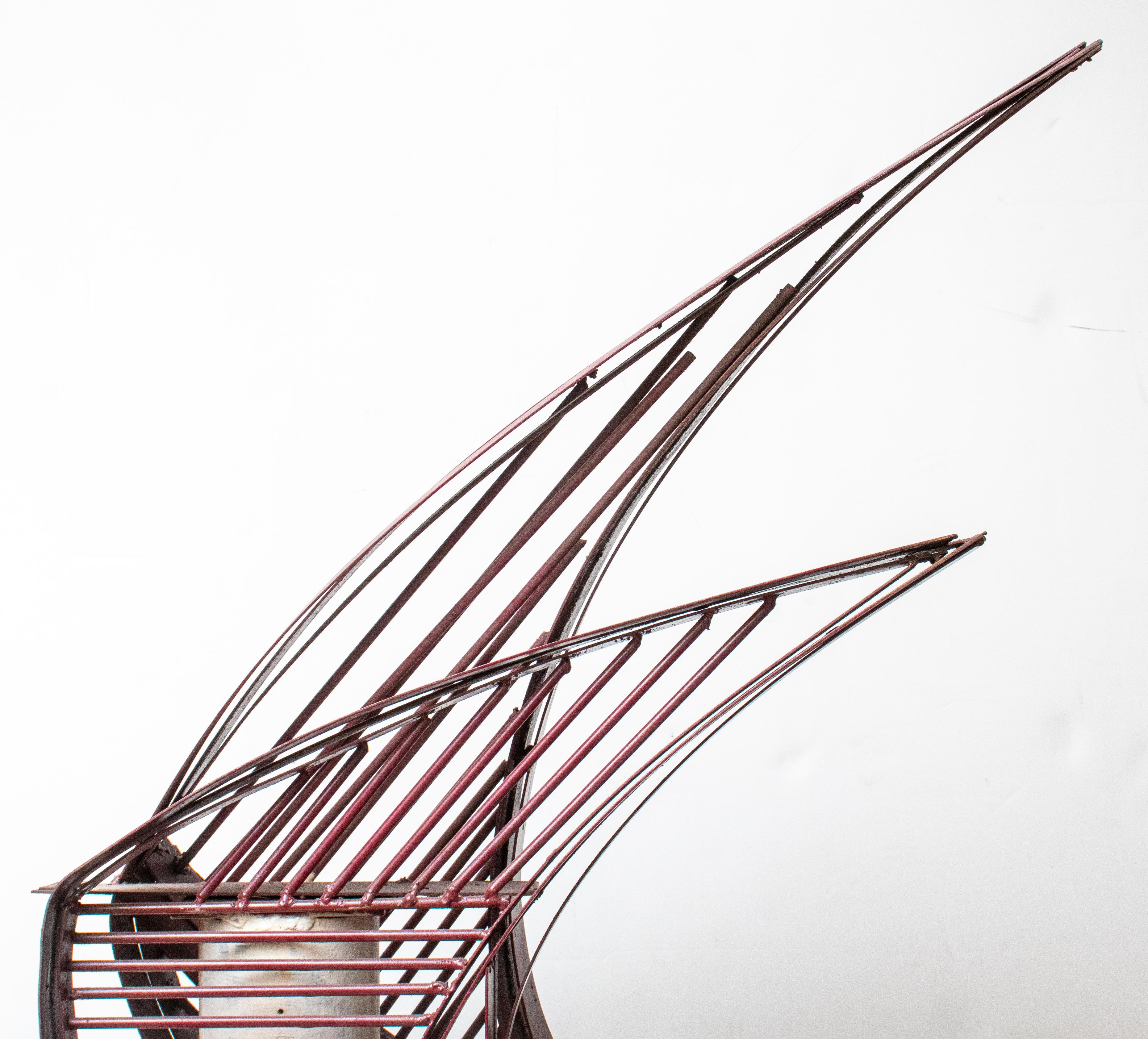 Abstract Red Metalwork Sculpture on Stand For Sale 1