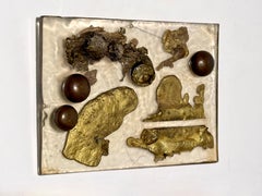 Abstract Resin and Bronze Wall Relief Sculpture Mixed Metal Assemblage 1970s