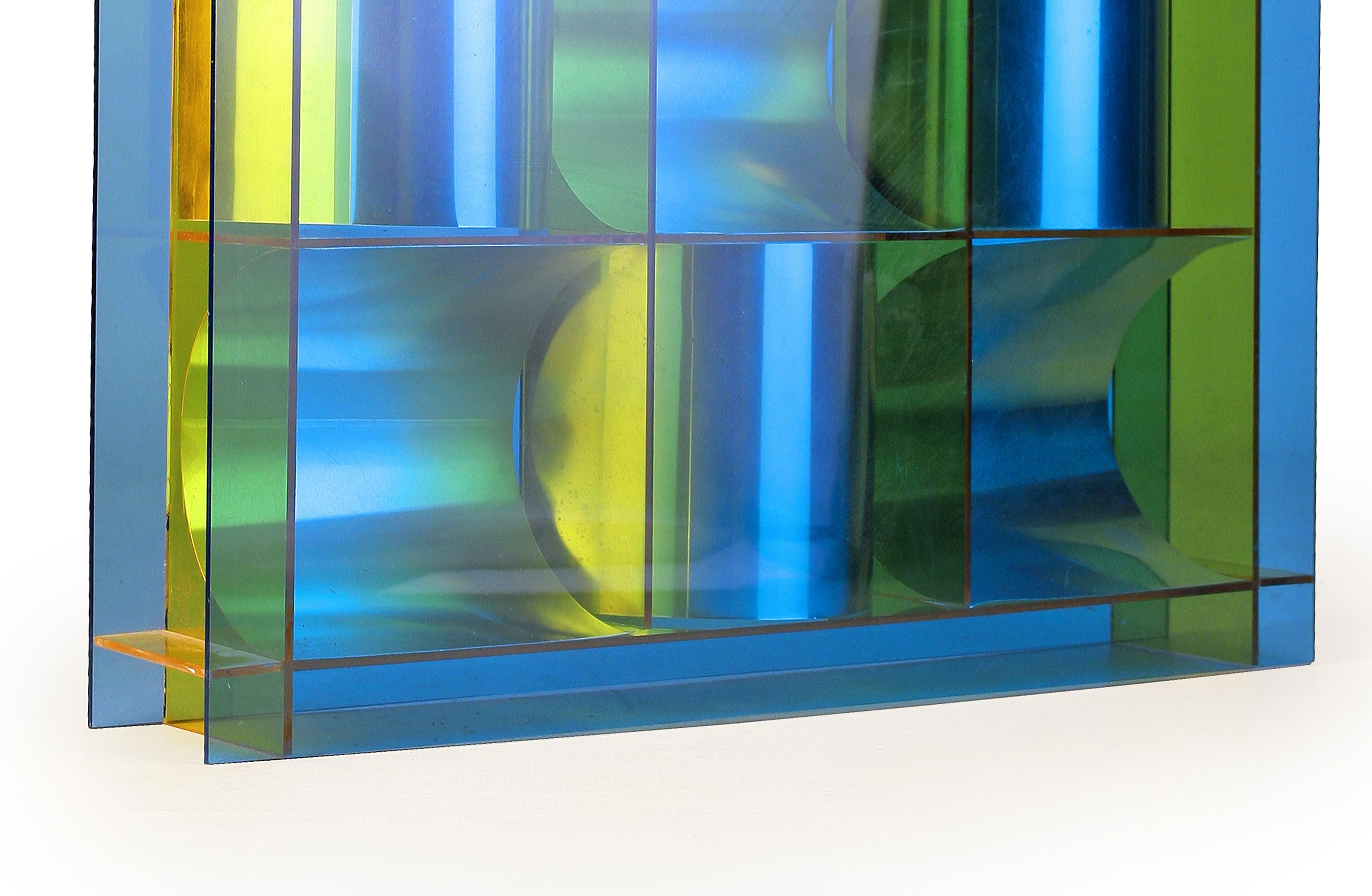 Fine XX secolo Scultura modulare astratta reversibile in metallo e acrilico di Miguel Ángel Vidal in vendita