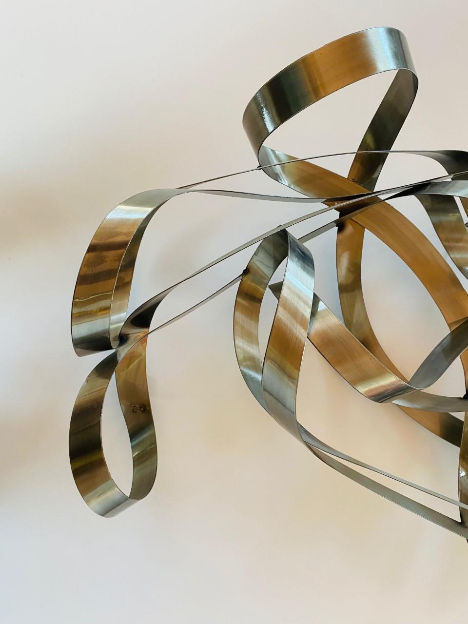 Hand-Crafted Abstract Ribbon Sculpture by Curtis Jere