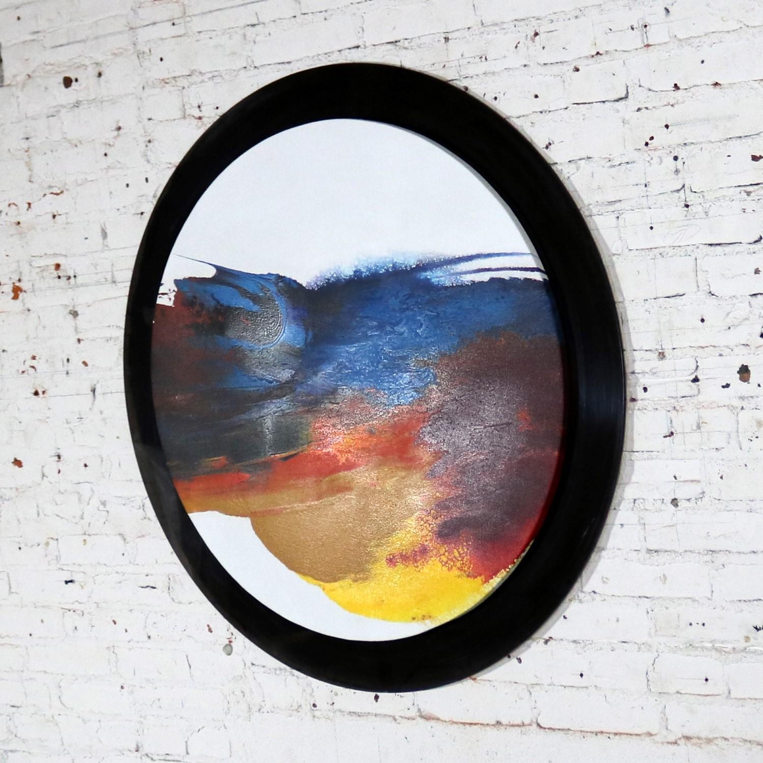 Tela Quadro astratto rotondo su tela acrilica montato su plexiglass fumé di Ted Lownik in vendita