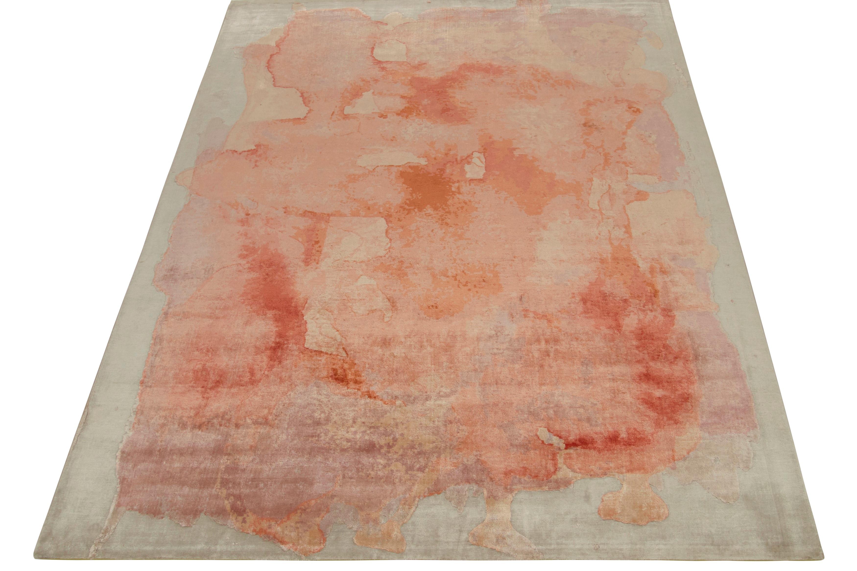Abstrakter Teppich in Pfirsich Aquarellmuster Rug & Kilims (Moderne) im Angebot