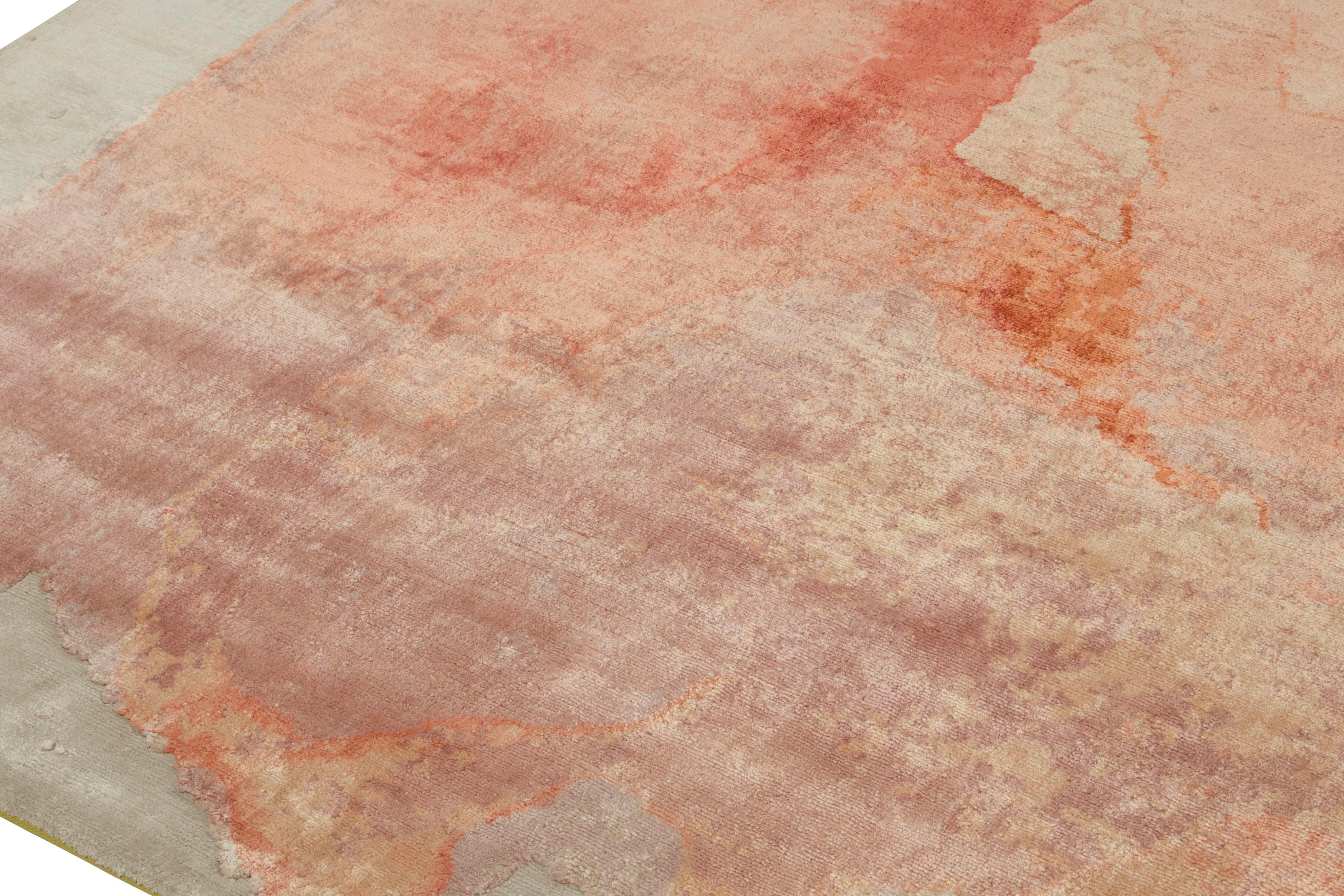 Abstrakter Teppich in Pfirsich Aquarellmuster Rug & Kilims (Handgeknüpft) im Angebot