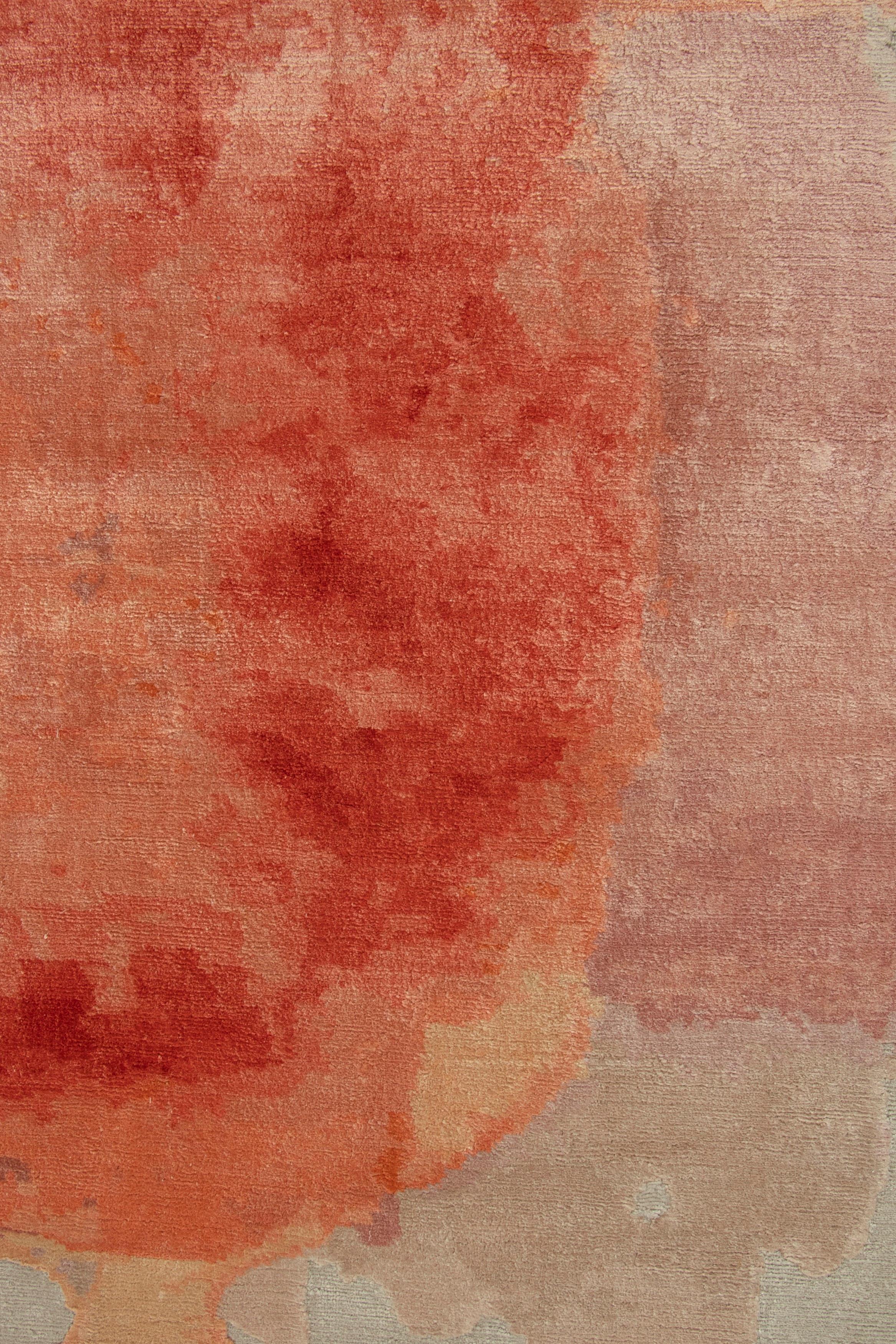 Abstrakter Teppich in Pfirsich Aquarellmuster Rug & Kilims im Zustand „Neu“ im Angebot in Long Island City, NY