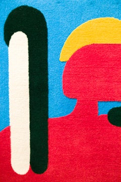 Abstract Rug in Primary Colors, Tufted New Zealand Wool
