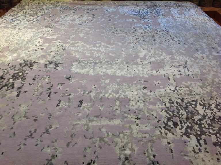 Abstract Rug in Silver and Lavender For Sale at 1stDibs