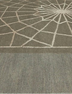 Abstract- Rug in Taupe and Beige "Sunburst Grid" by Doris Leslie Blau