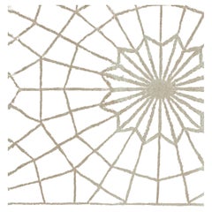Abstract- Rug in Taupe and Beige "Sunburst Grid" by Doris Leslie Blau
