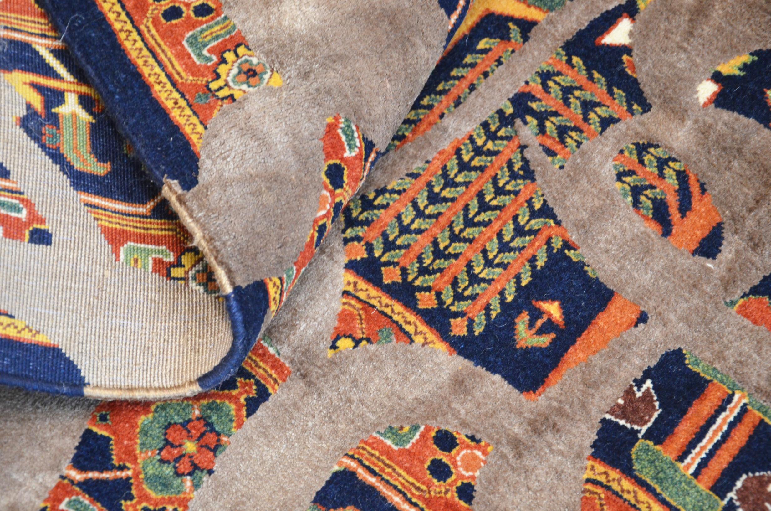 Laine Tapis abstrait. Bidjar persan. Design en laine et soie. 2,65 x 1,70 m en vente