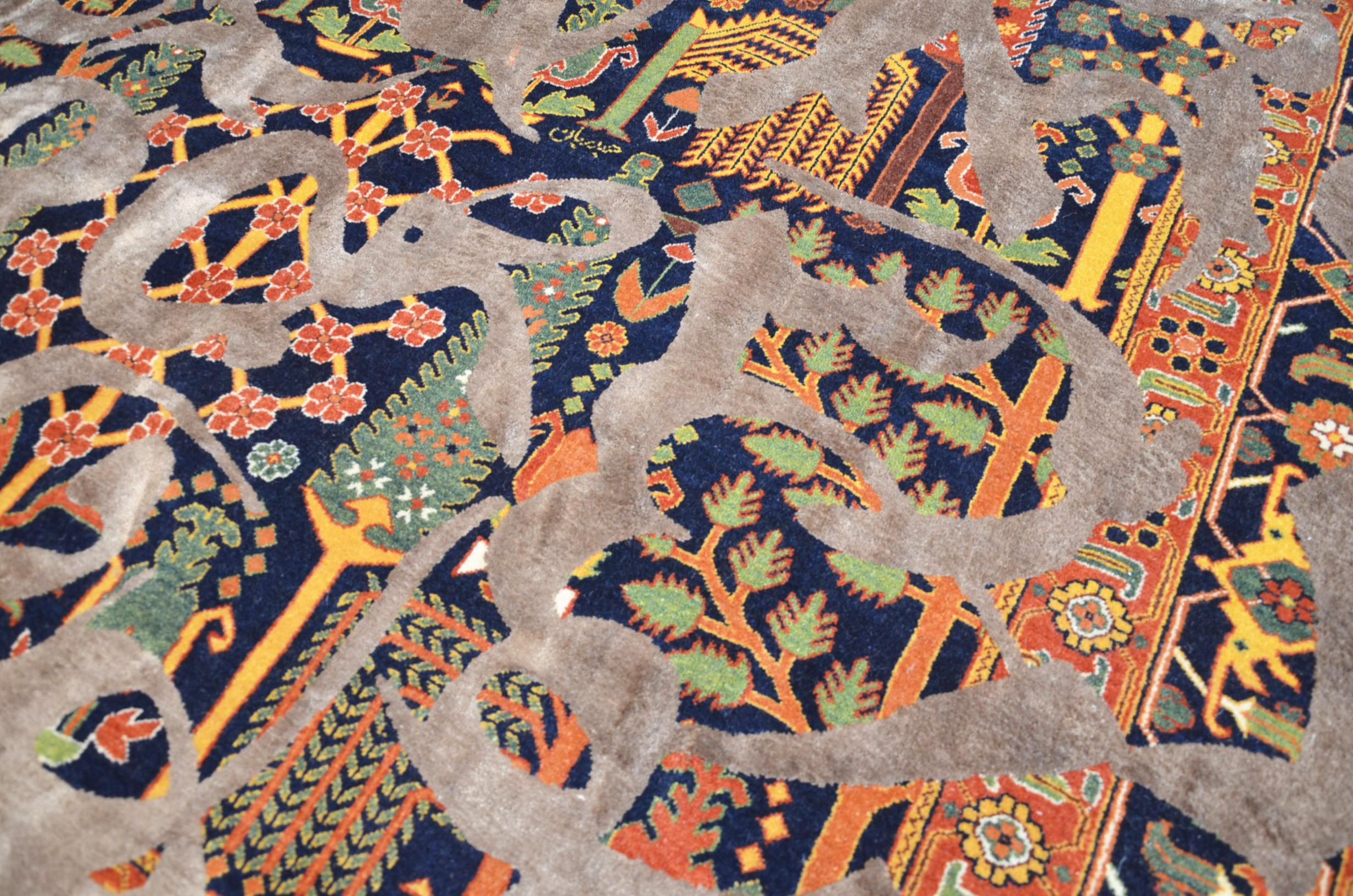 Tapis abstrait. Bidjar persan. Design en laine et soie. 2,65 x 1,70 m en vente 1