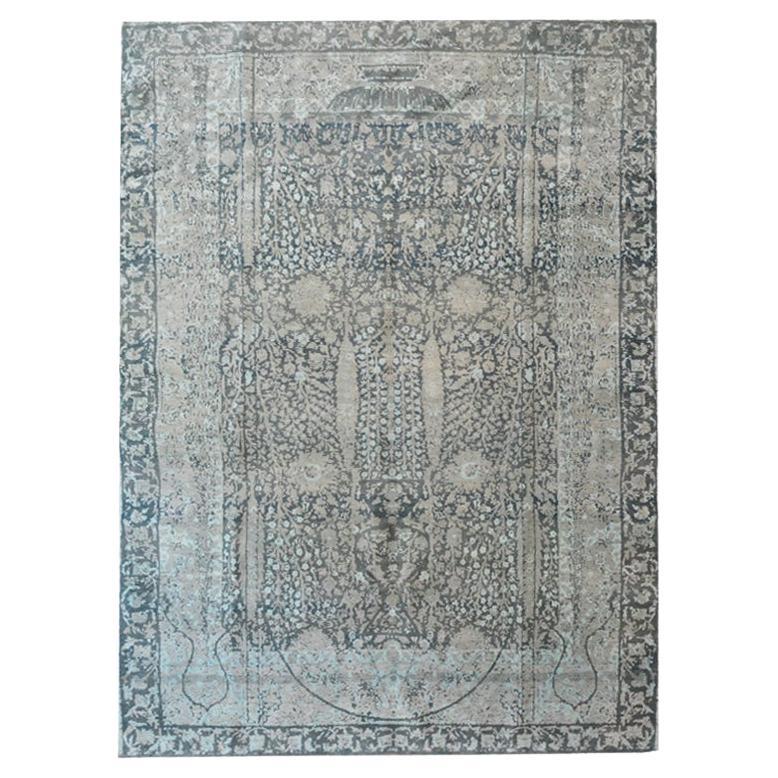 Tapis abstrait. Bidjar persan. Design en laine et soie. 2,90 x 1,80 m en vente