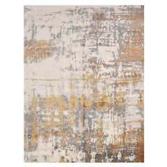 Abstract Rug, Silk and Wool, Brown and Grey Colors