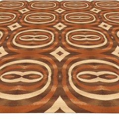 Abstract Rug with Concentric Oval Motifs "Orbital Cadence" by Doris Leslie Blau