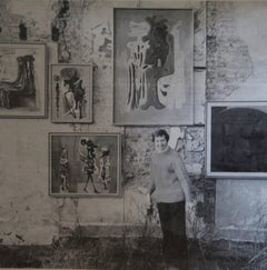 Abstract Sand and Oil Technique Painting, 1970s