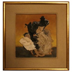 Abstract Sand and Oil Technique Painting, 1970s