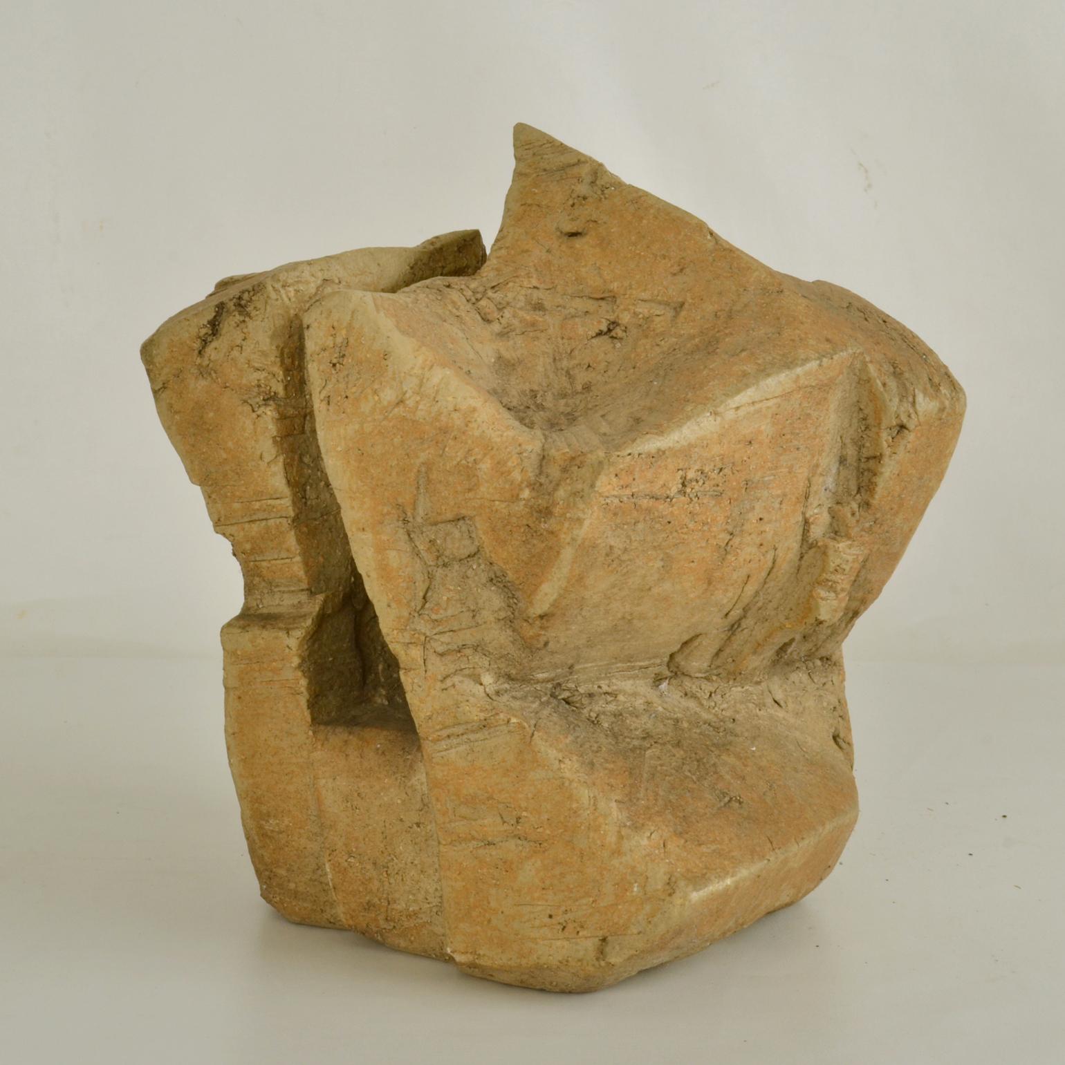 Abstract Sand Color Ceramic Rock Sculpture by Bryan Blow In Excellent Condition For Sale In London, GB