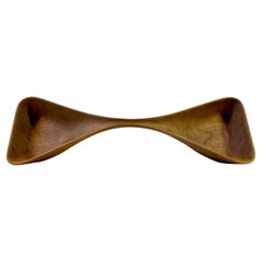 Abstract Scandinavian Double Bowl in Cherry, 1970s