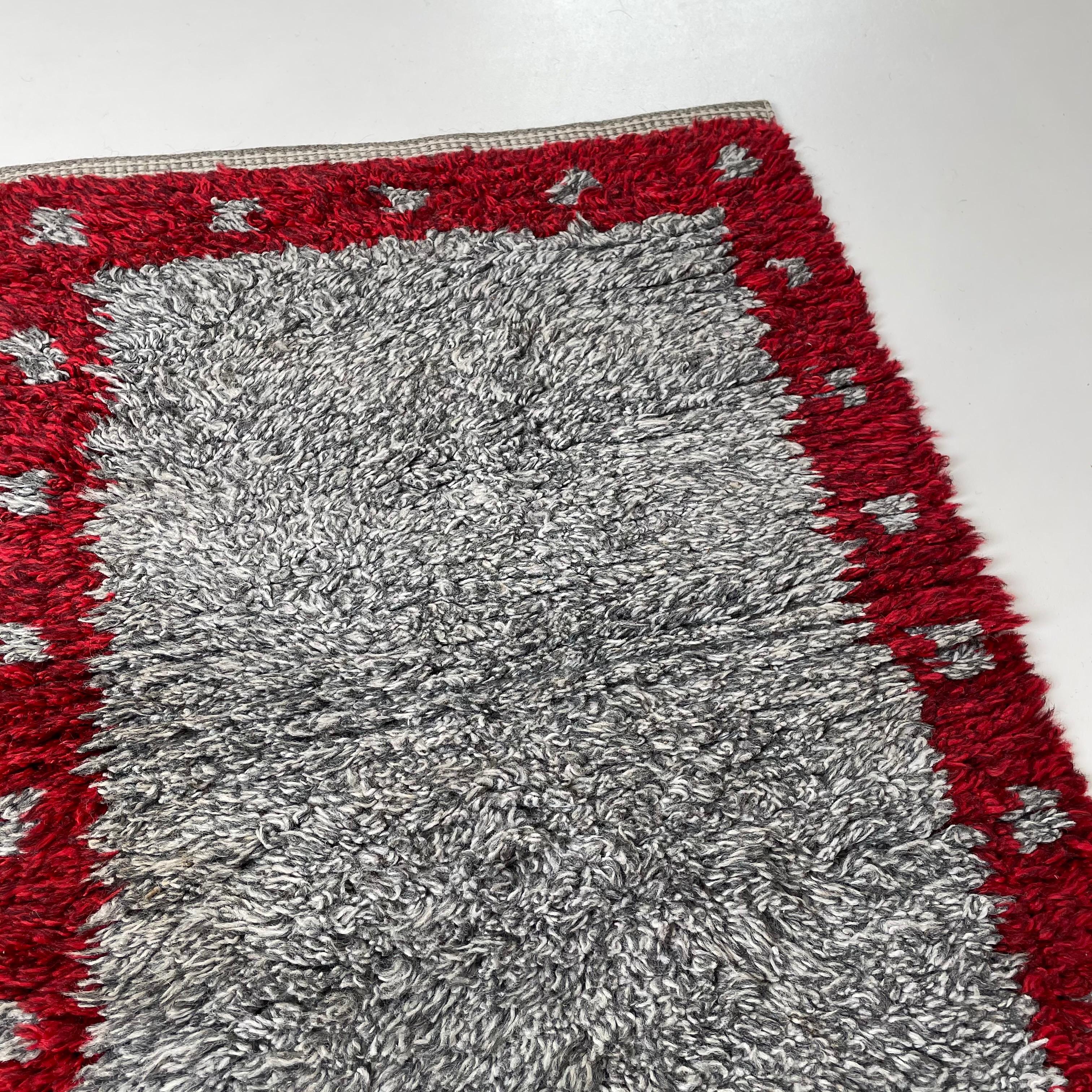 Abstract Scandinavian High Pile Abstract Rya Rug Carpet, Sweden, 1960s For Sale 5