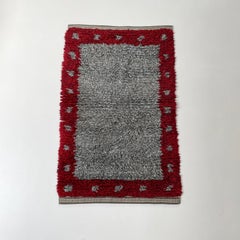 Abstract Scandinavian High Pile Abstract Rya Rug Carpet, Sweden, 1960s