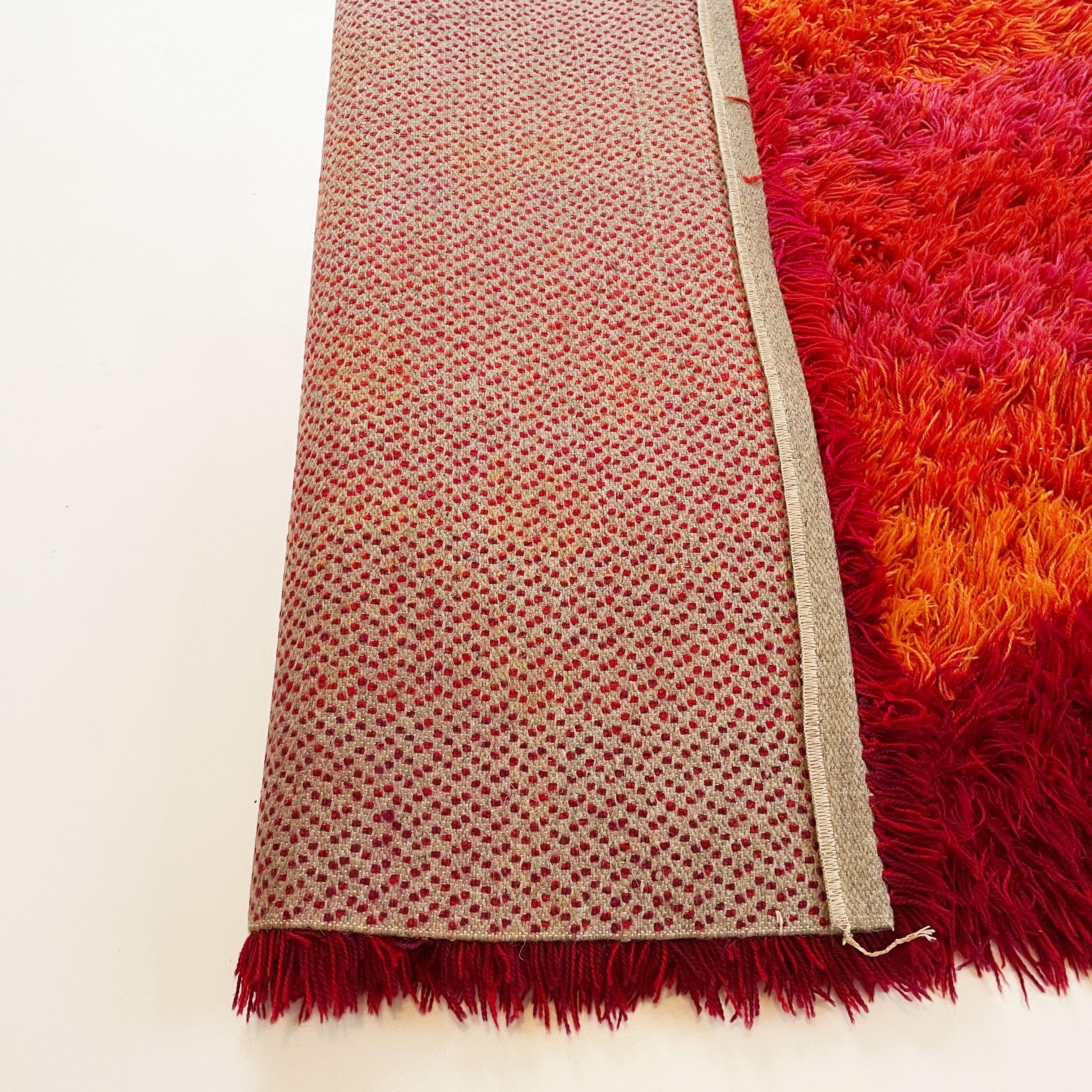 Abstract Scandinavian High Pile Panton Style Rya Rug Carpet, Sweden, 1970s 10