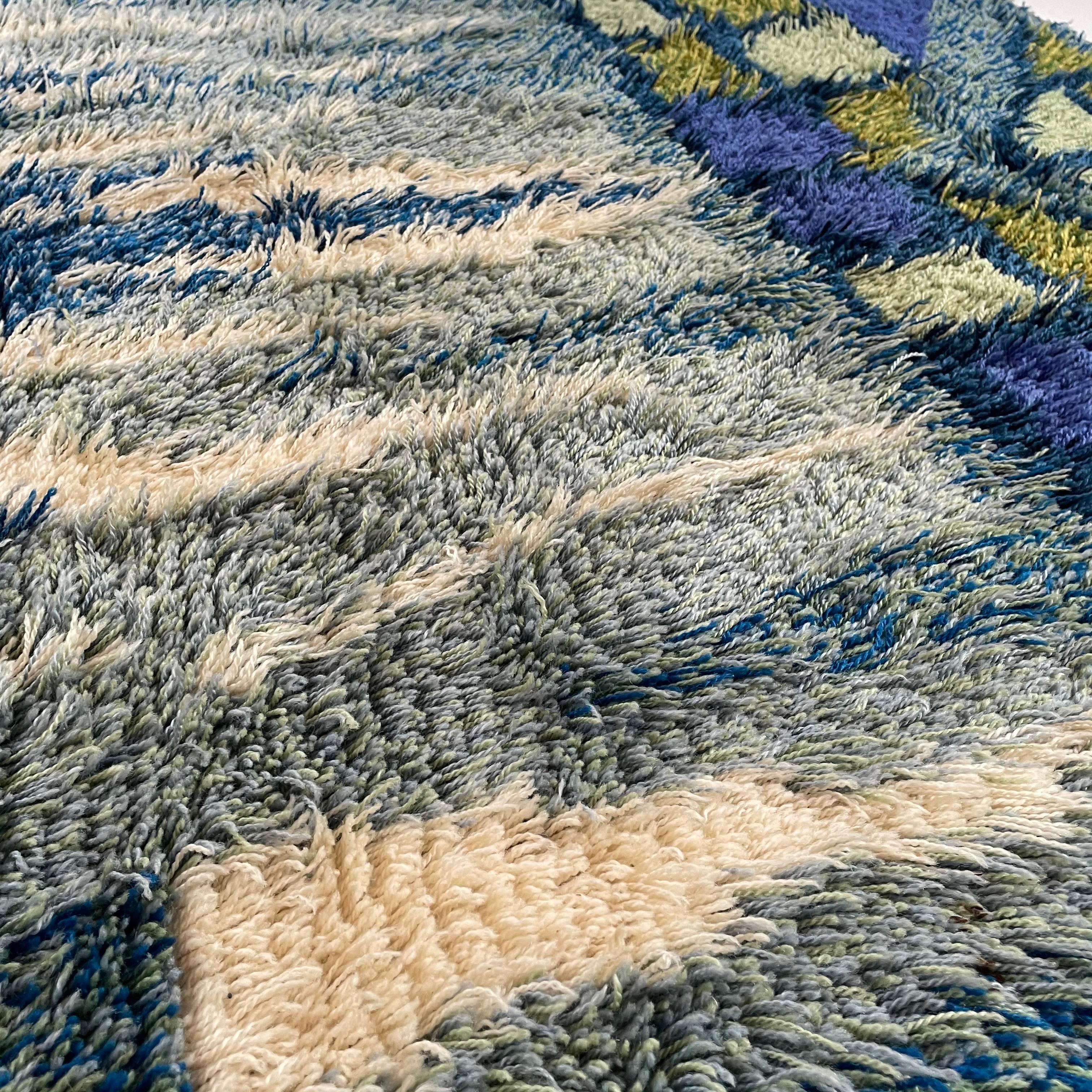 Abstrakter skandinavischer mehrfarbiger Rya-Teppich mit hohem Flor, Schweden, 1960er Jahre im Angebot 8